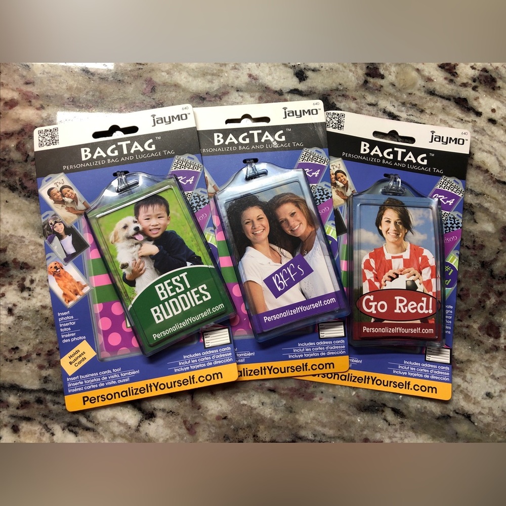 Jaymo Bag Tags. Personsonalizable. New. Set of 3